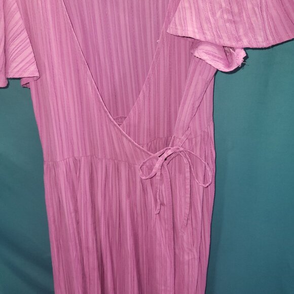 A New Day Womens Small Flutter Sleeve V-Neck Wrap Maxi Dress Pink - Picture 4 of 10